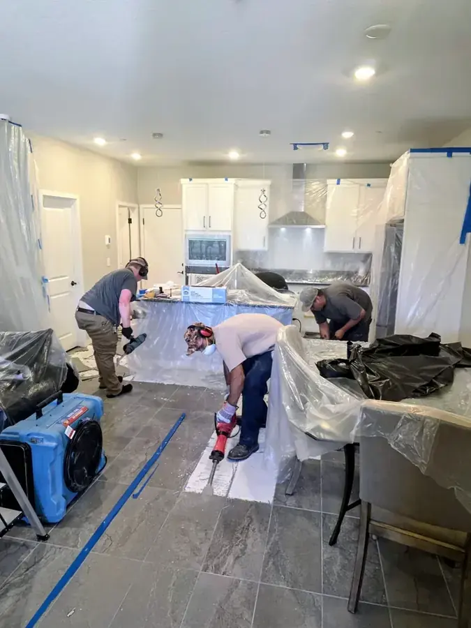 Water and Fire Damage Rescue crew drying a water damaged home in Murrieta, CA