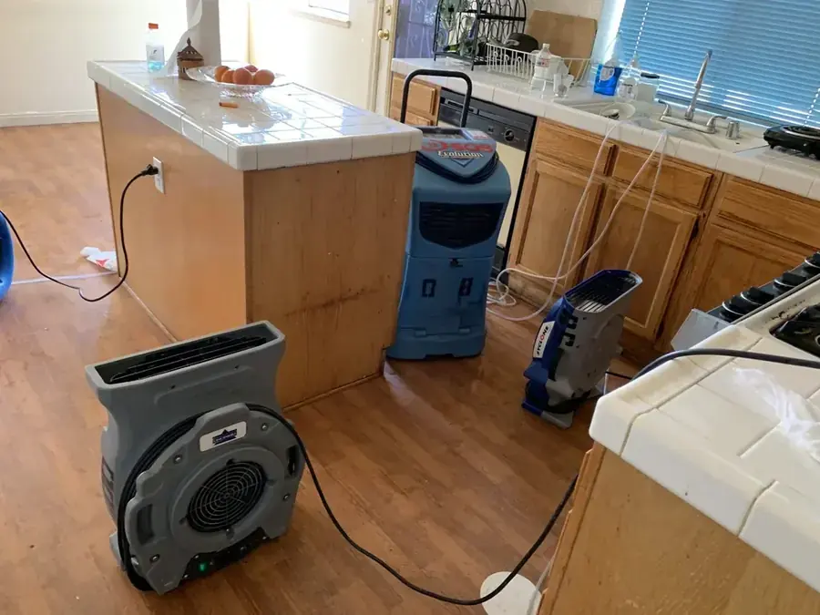 A wall opened to dry the cavity in a Murrieta, CA home