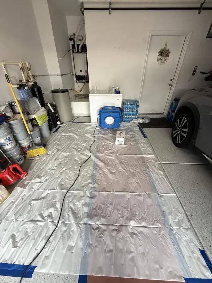 AC condensate overflow dried below the air handler in a Murrieta, CA home