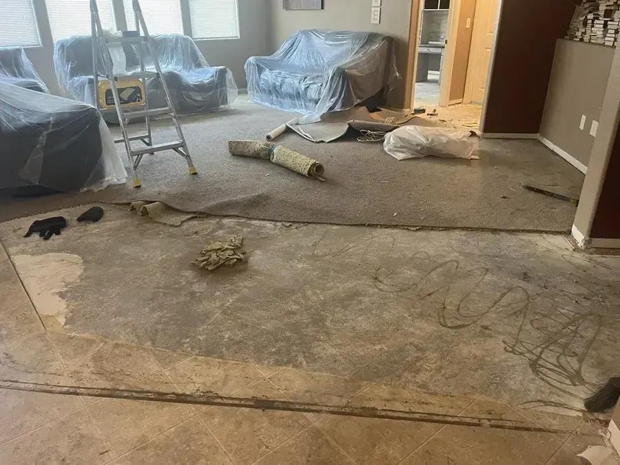 Flooring cleared for structural drying in a Murrieta, CA home