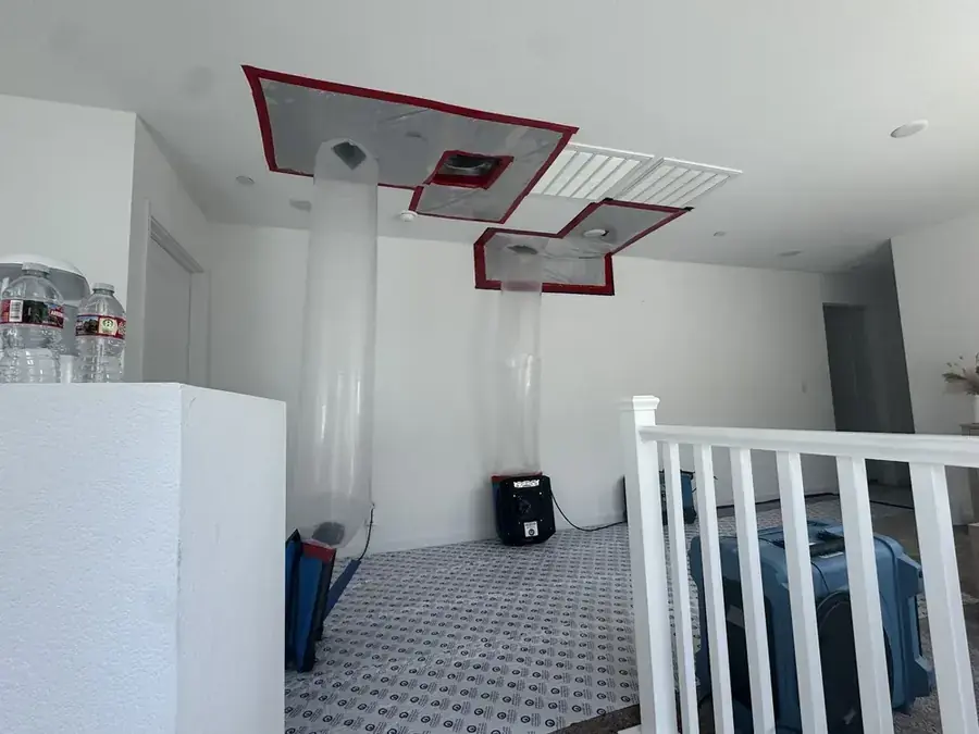 AC condensation overflow damage on a Murrieta, CA ceiling